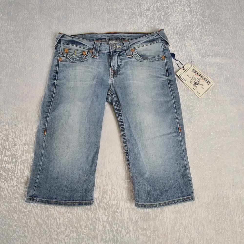 True Religion women's shorts jorts jeans blue NWT Size 28 Y2K vibes beachy